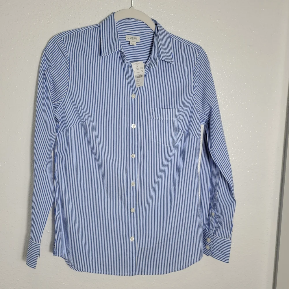 J Crew Factory Button-up cotton poplin shirt in signature fit BU009 NWT Sz XS - Picture 3 of 7